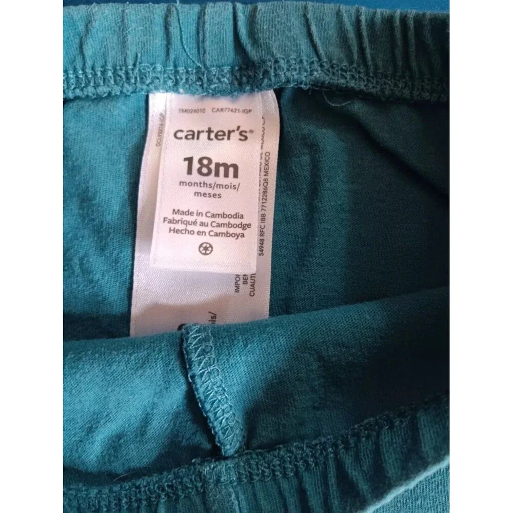 pants 18 Months Girls Carters Teal Green With Ankle Bows Casual baby